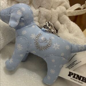 PINK Victoria's Secret Light Blue Snowflake Dog Key Holder
